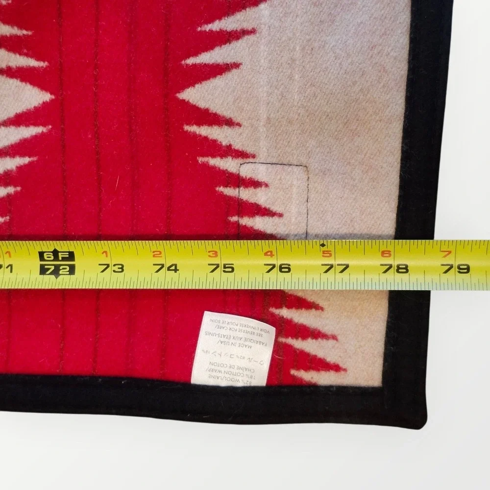 Pendleton Beaver State Wool Blanket Appx. 6x78 Red Cream Southwestern Geometric